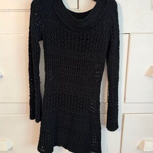 BCBGMaxAzria Black Open Knit Sweater